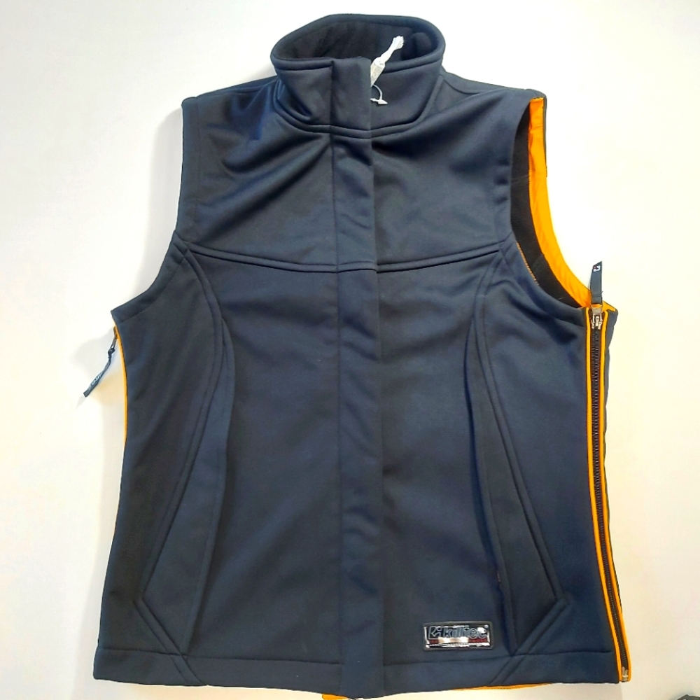 NWOT Killtec Technical Outdoor Fleece Lined Black Yellow Vest, 8
